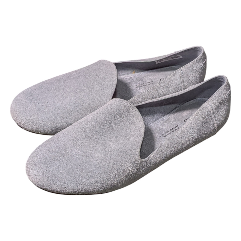 TOMS  Darcy Grey Blue Suede Slip-On Flats - Women's Comfortable Shoes - Size W 7